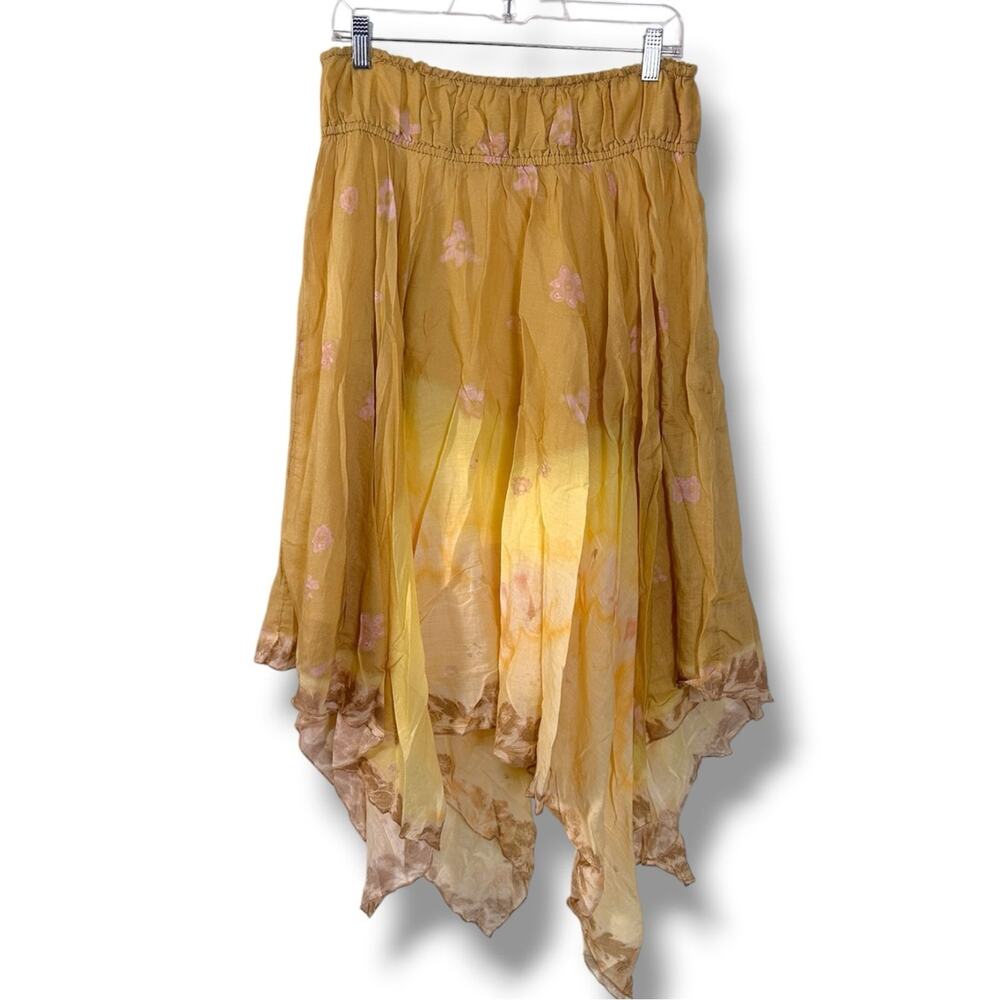 Free People Bohemian 70s FP One Kaia Asymmetrical Midi Skirt Desert Mirage XL - Picture 9 of 13